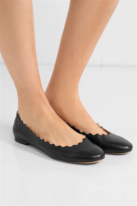 chloe lauren scalloped leather ballet flats